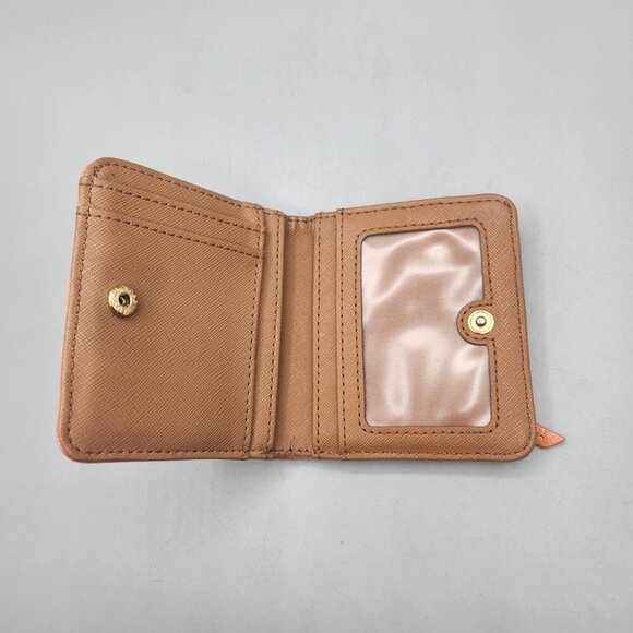 Fossil Mini Orange Tan Bifold Snap Wallet Leather Women's - Picture 5 of 7